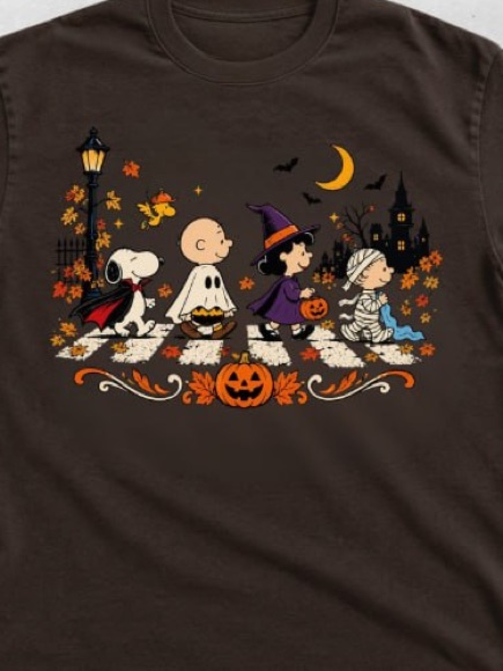 Peanuts Halloween Kids Gildan Brown Graphic Tee - Picture 2 of 2